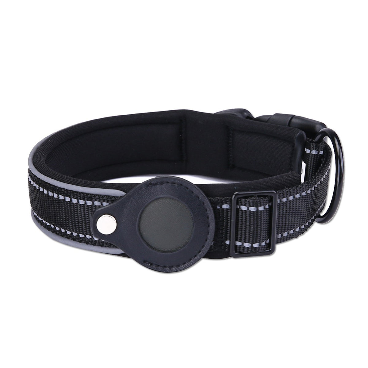 Black dog tracker collar